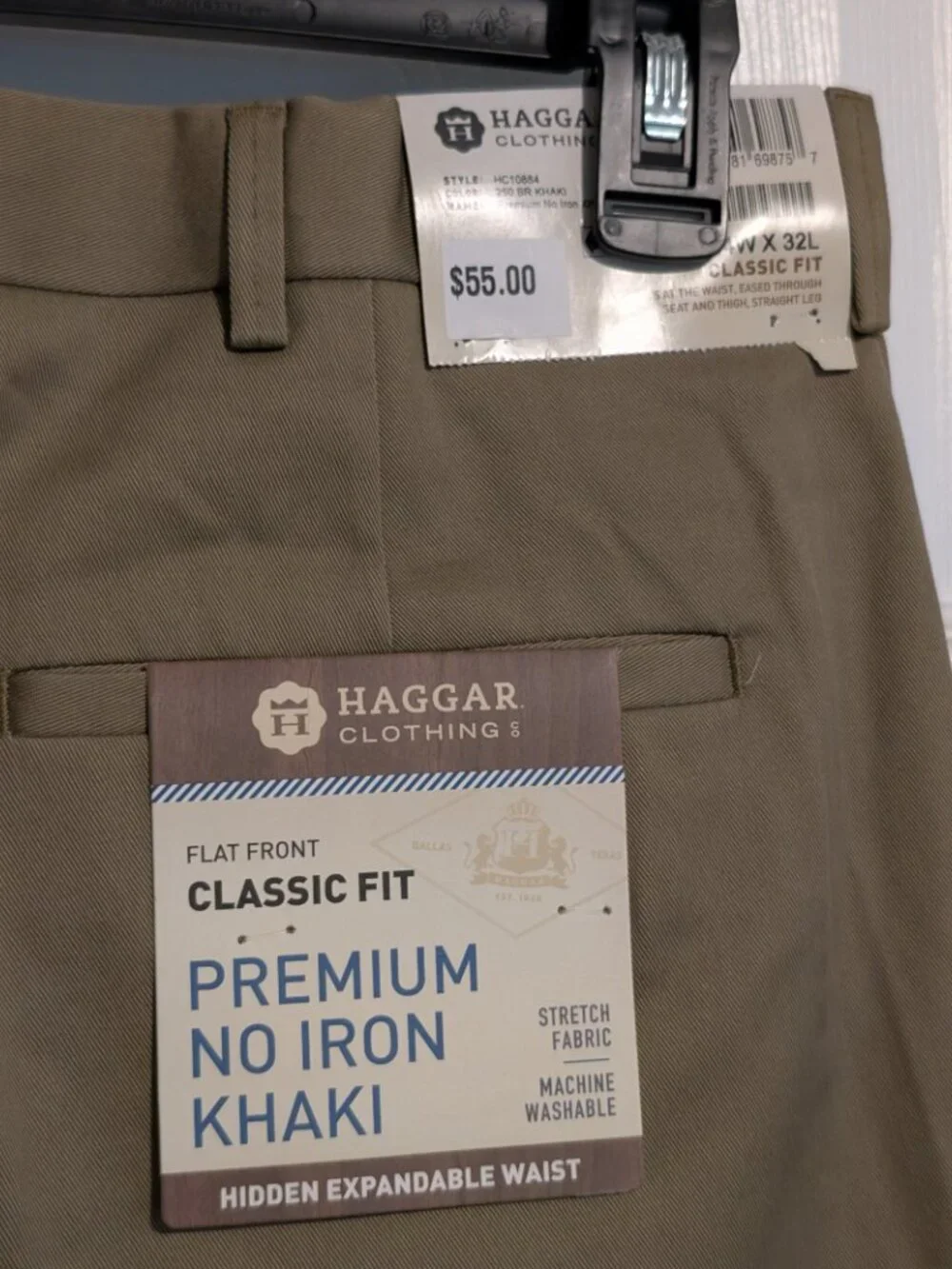 Haggar Classic Fit No Iron Khaki 34W x 32L NWT